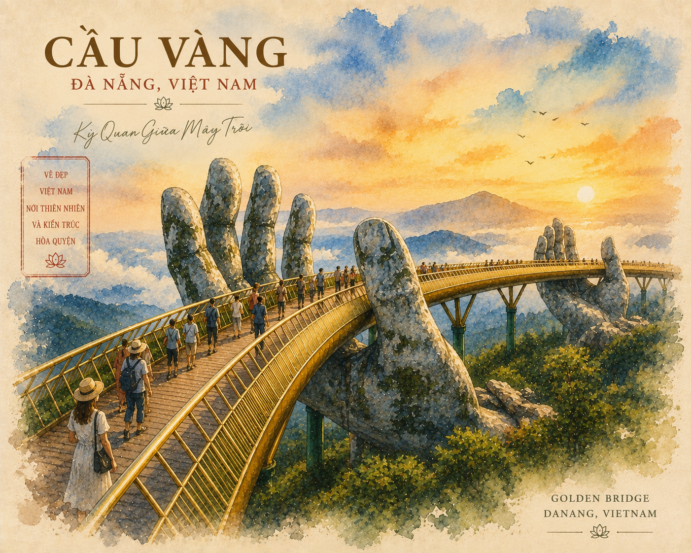 Golden Bridge Da Nang Ba Na Hills Vietnam digital wall art