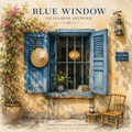 Hoi An blue door vintage Vietnam architecture digital wall art