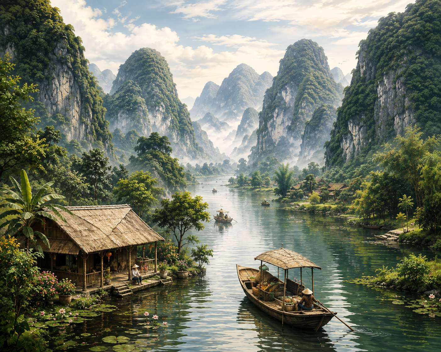 Ha Long Bay limestone islands Vietnam landscape digital wall art