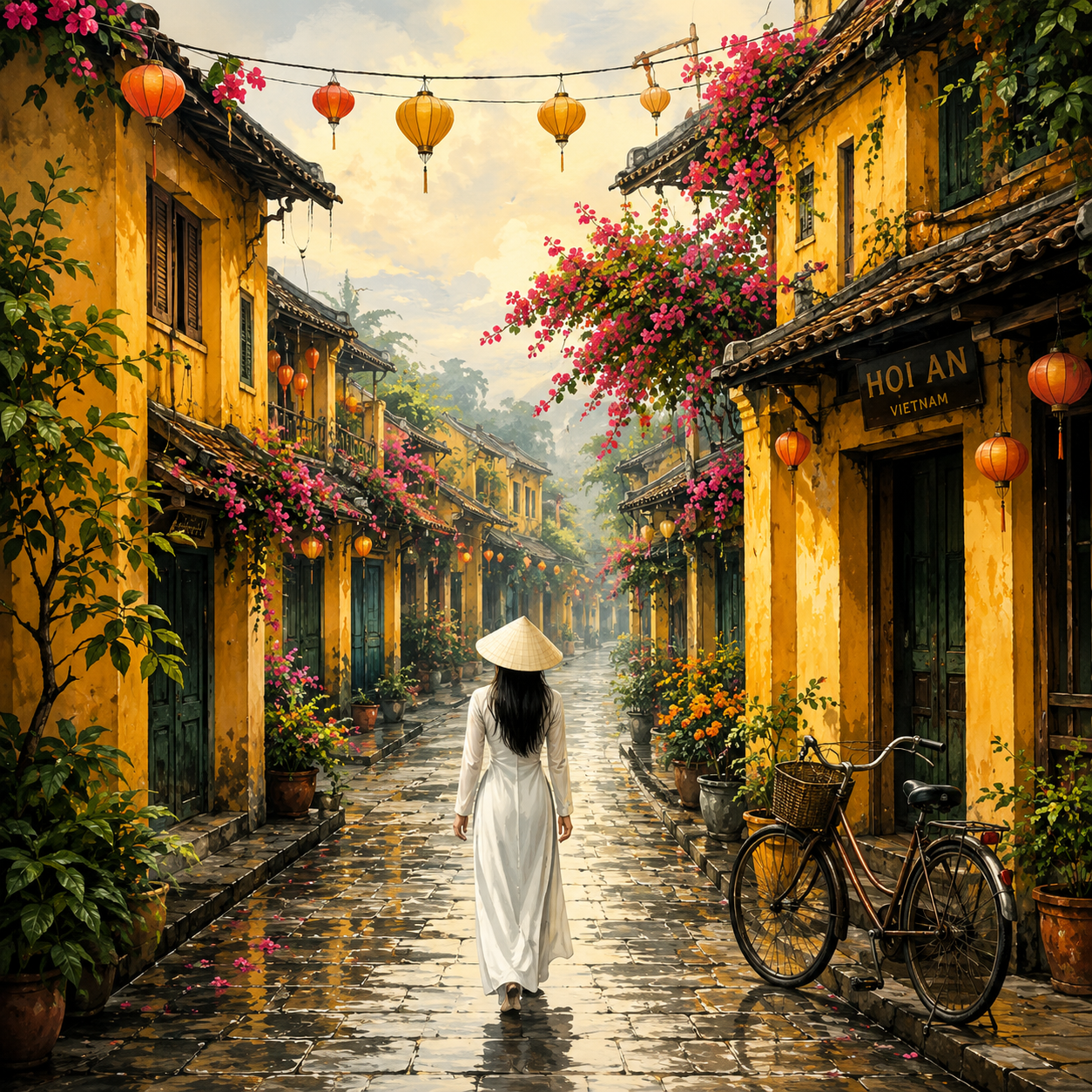 Vietnamese ao dai traditional fashion digital wall art – view 2