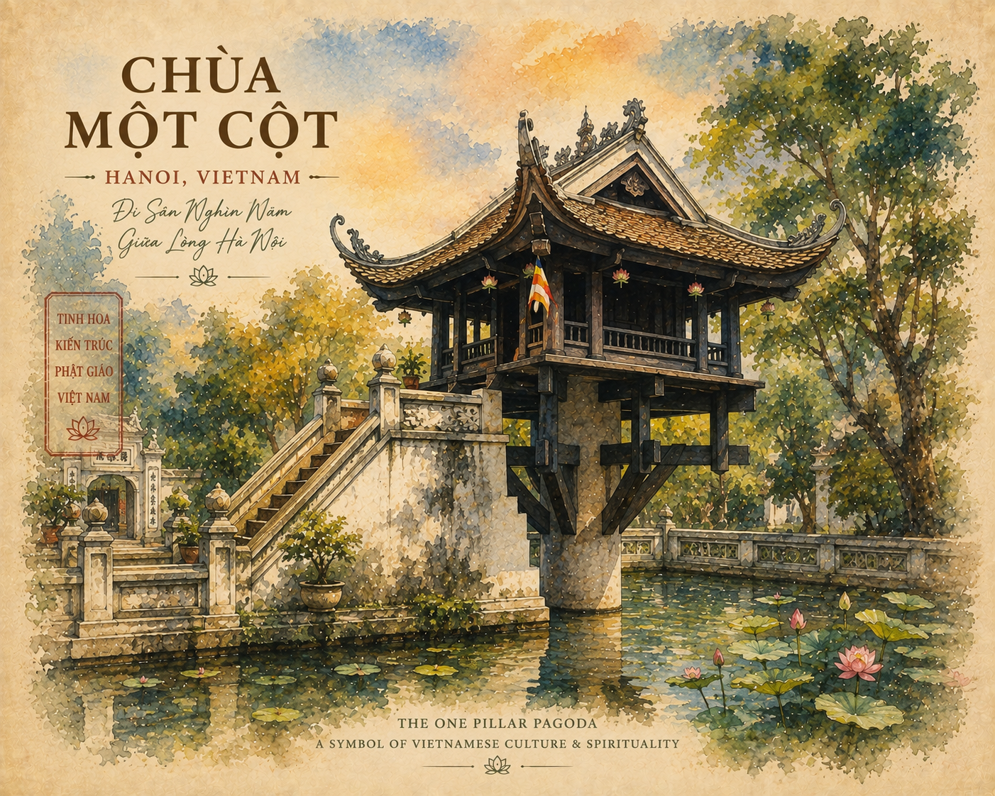 One Pillar Pagoda Hanoi Vietnam heritage digital wall art