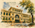 Saigon Central Post Office Vietnam architectural digital wall art