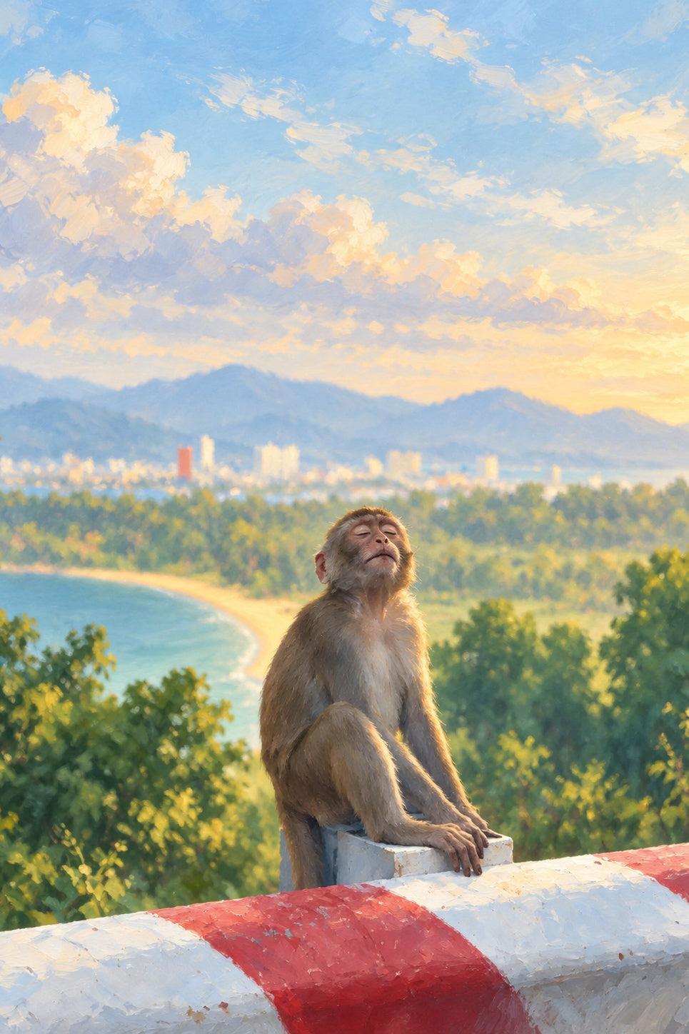 Son Tra Monkey Da Nang – Peaceful Sunrise Wildlife Digital Wall Art