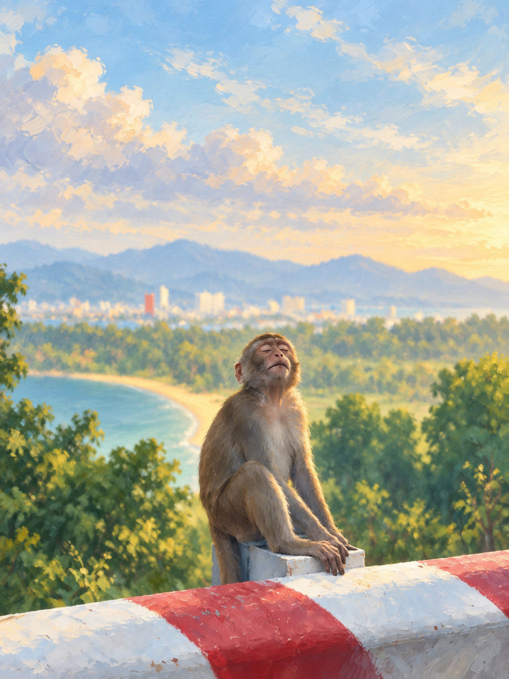 Son Tra Monkey Da Nang – Peaceful Sunrise Wildlife Digital Wall Art