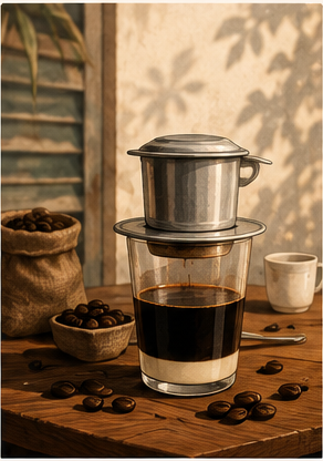 Vietnamese coffee culture digital wall art with traditional phin coffee – view 3